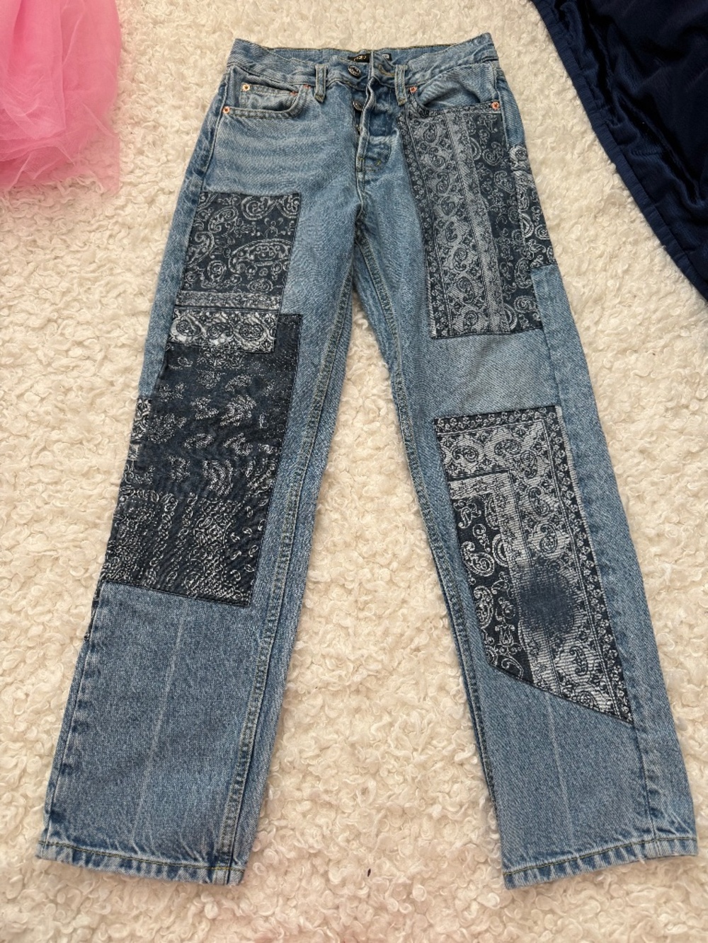 Maje Patched Boyfriend Jeans Blue US 0 France 34